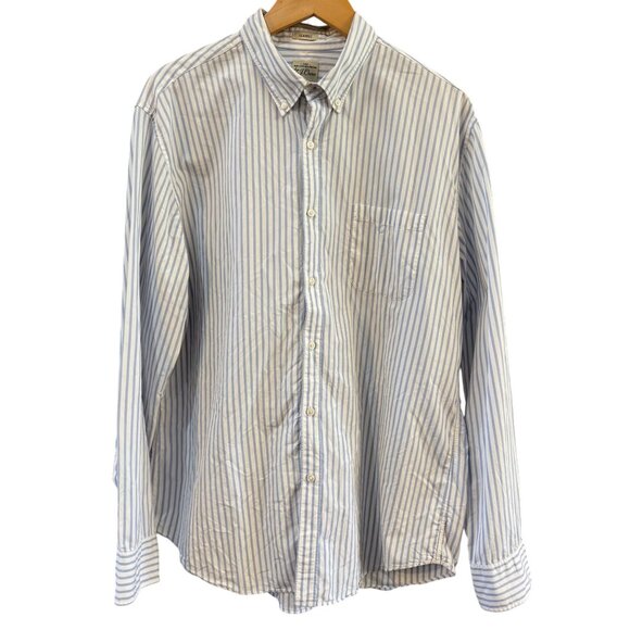 J.Crew Mens Shirt XL Classic Blue White Striped Long Sleeve Button-Down - Picture 1 of 8
